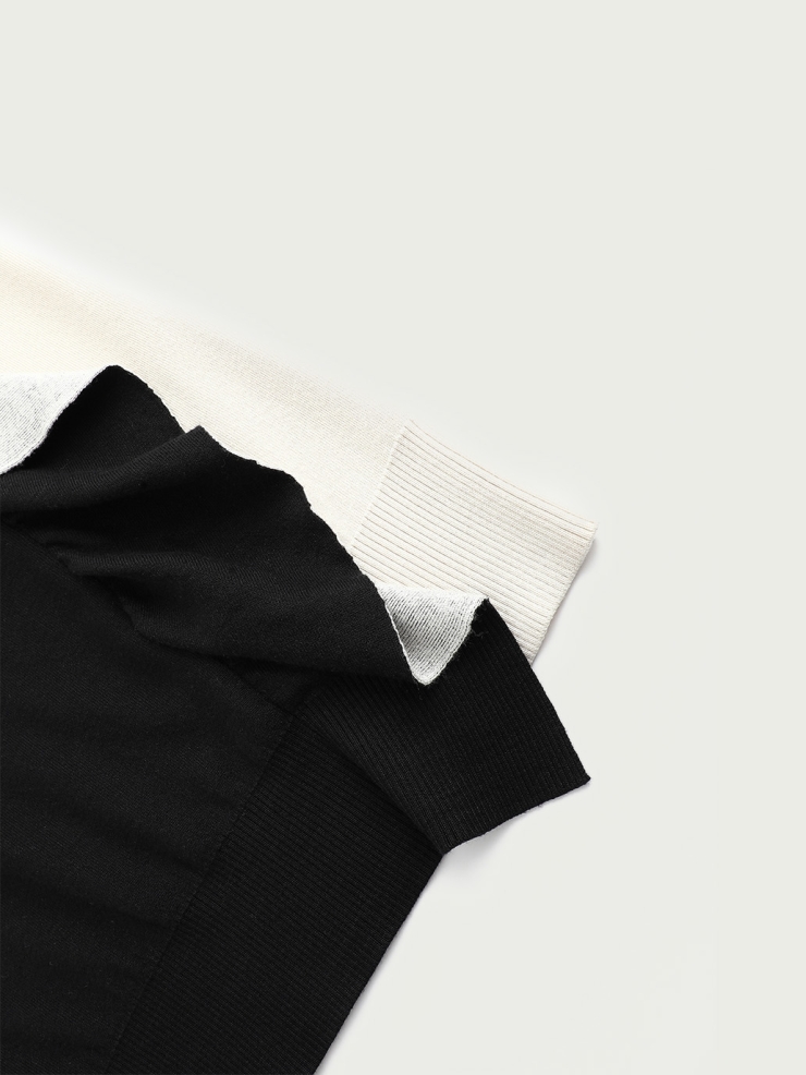 Black/white panel pullover