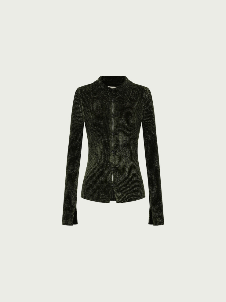 Dark green chenille fit shirt