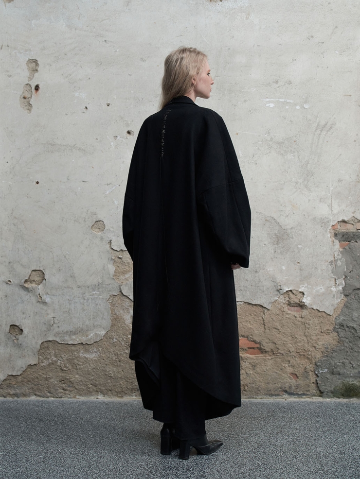 Loose asymmetric wool jacket