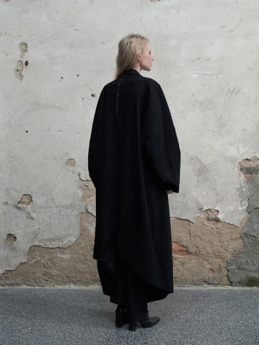 Loose asymmetric wool jacket