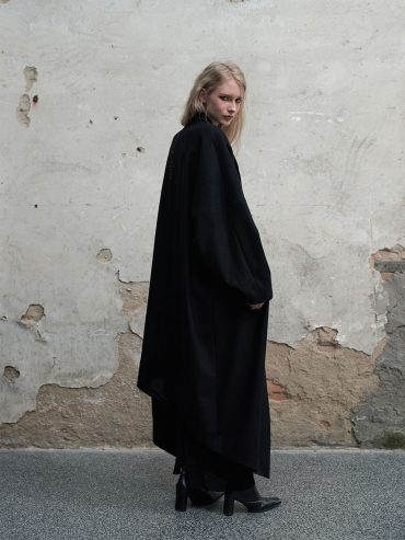 Loose asymmetric wool jacket