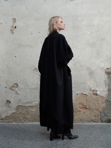 Loose asymmetric wool jacket