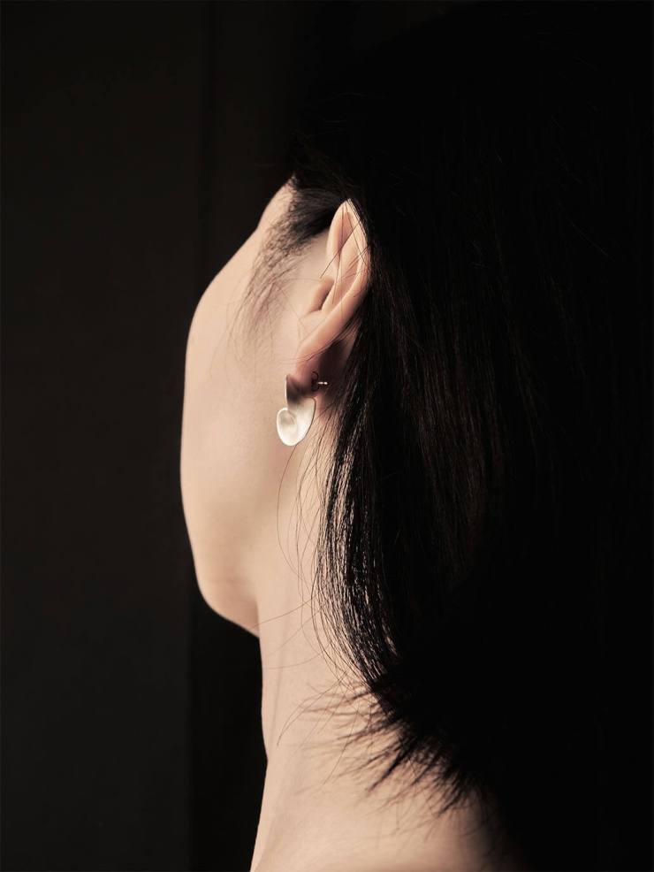 White wormhole earrings -pair