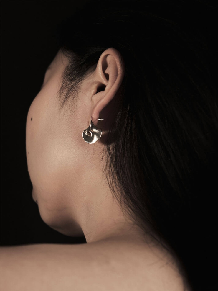 Silver wormhole earrings -pair