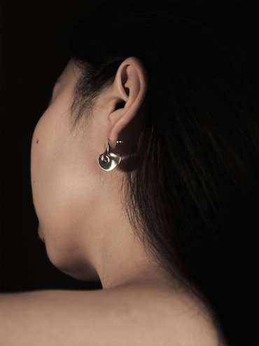 Silver wormhole earrings -pair