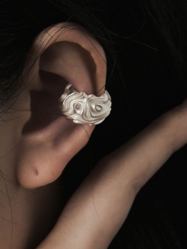 White and Silver Limbo Ear Cuff - Single