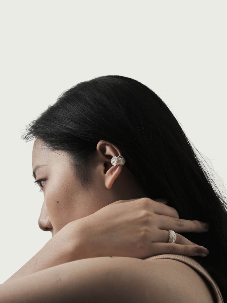 White and Silver Limbo Ear Cuff - Single