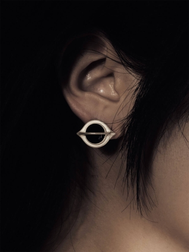 Black and silver earings -pair