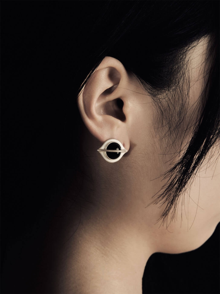 Black and silver earings -pair
