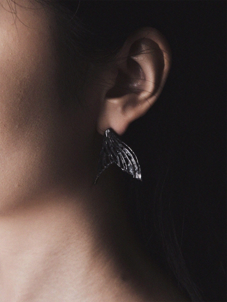 Black remnant earings -pair