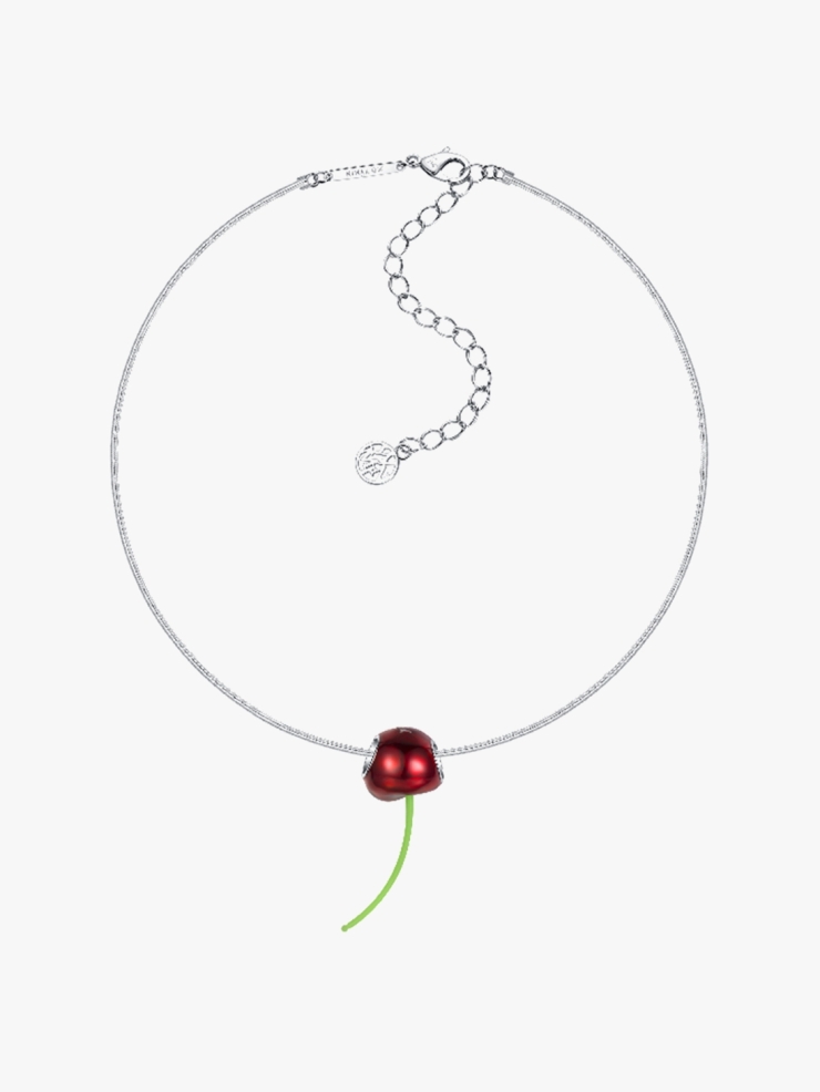YVMIN Red Enamel Perforated Cherry Pendant