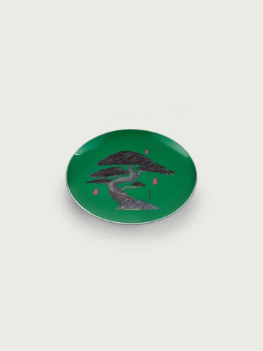 Pink/green pine and cypress plate set（set-2pcs）