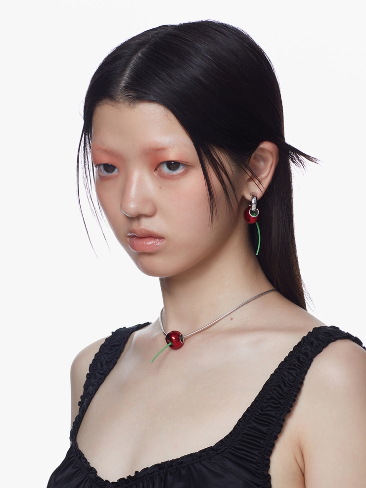 YVMIN Red Enamel Perforated Cherry Pendant