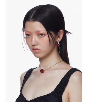 YVMIN Red Enamel Perforated Cherry Pendant