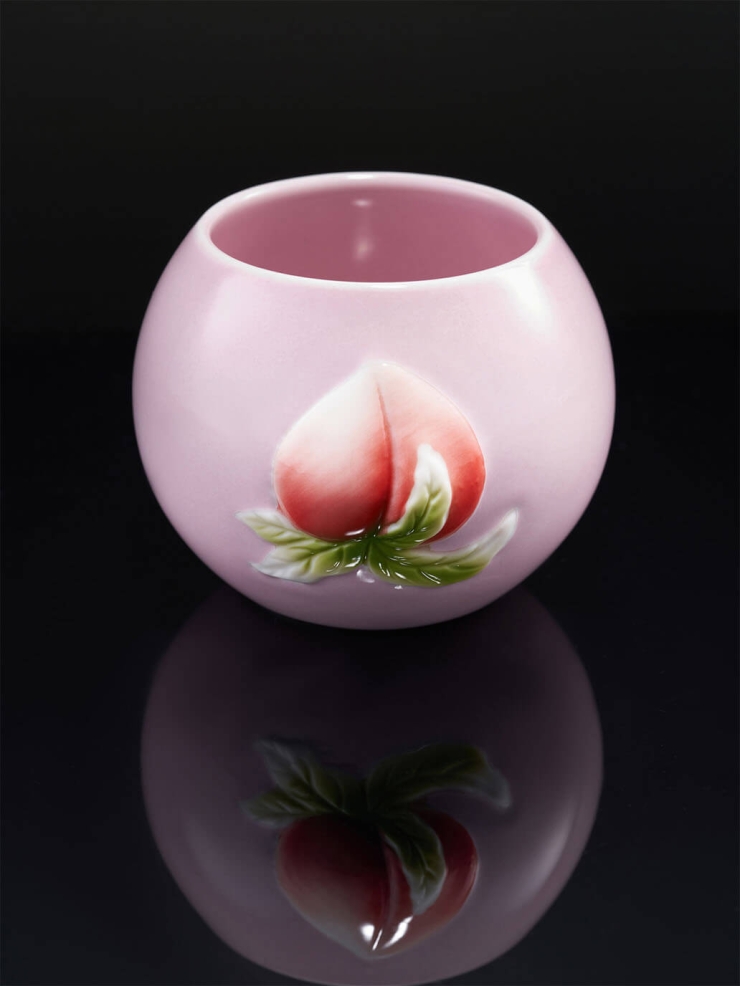 Pink peach round teacup（set-2pcs）