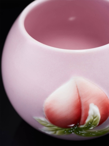 Pink peach round teacup（set-2pcs）
