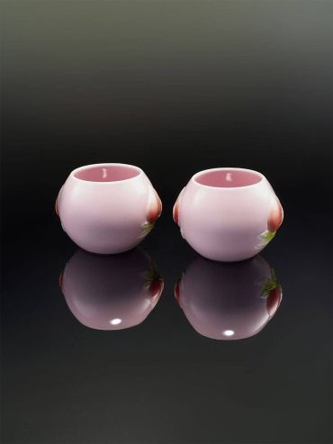 Pink peach round teacup（set-2pcs）