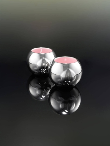 Silver peach round teacup（set-2pcs）
