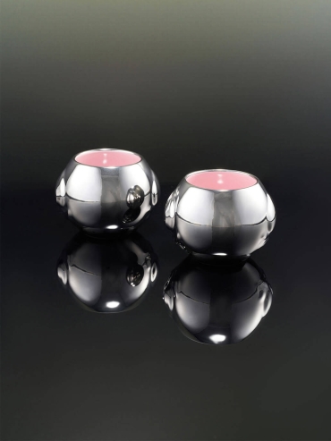 Silver peach round teacup（set-2pcs）