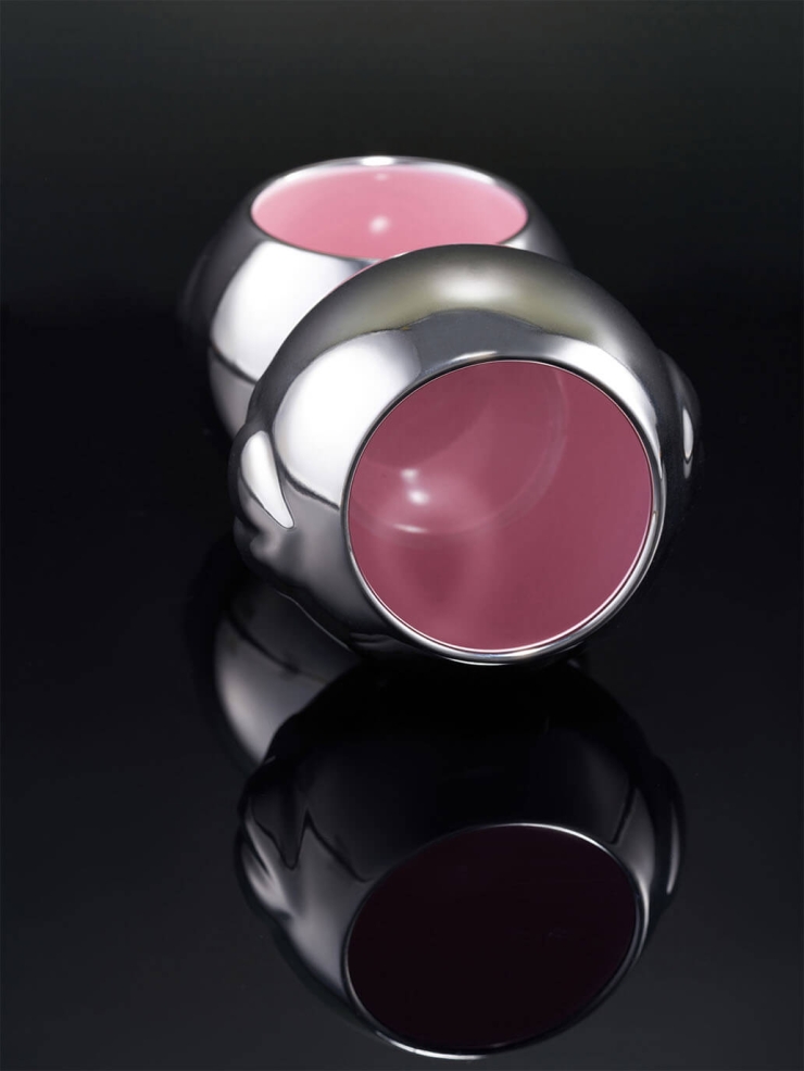 Silver peach round teacup（set-2pcs）