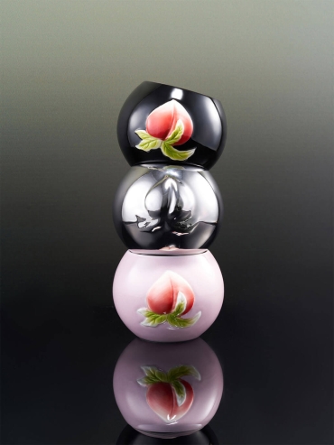 Silver peach round teacup（set-2pcs）