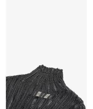 SWAYING Black Striped Turtleneck Metallic Shirt