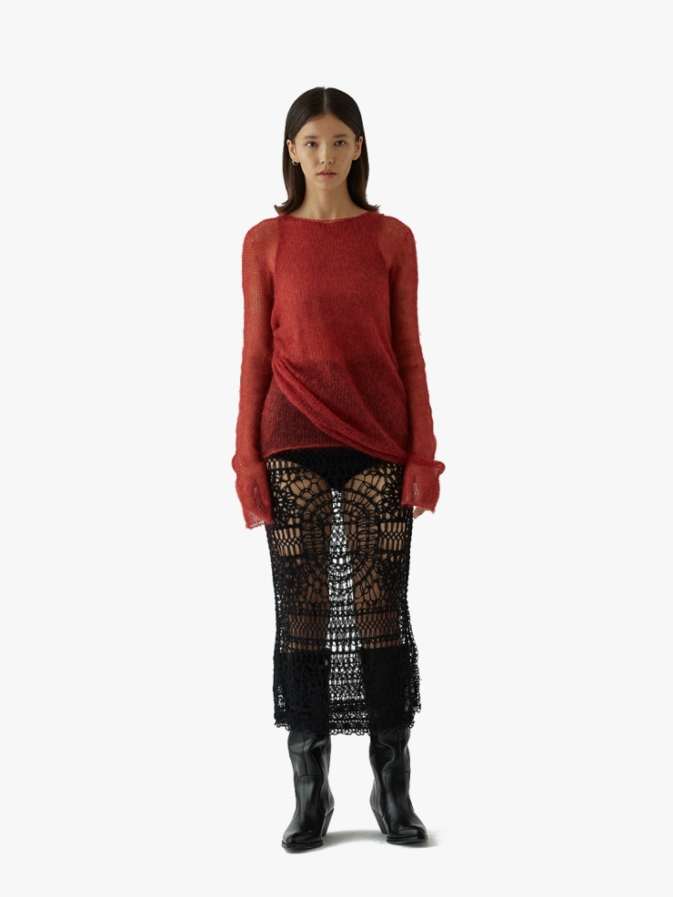 SWAYING 2-Piece Red Sheer Mohair Sweater