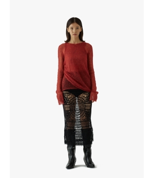 SWAYING 2-Piece Red Sheer Mohair Sweater