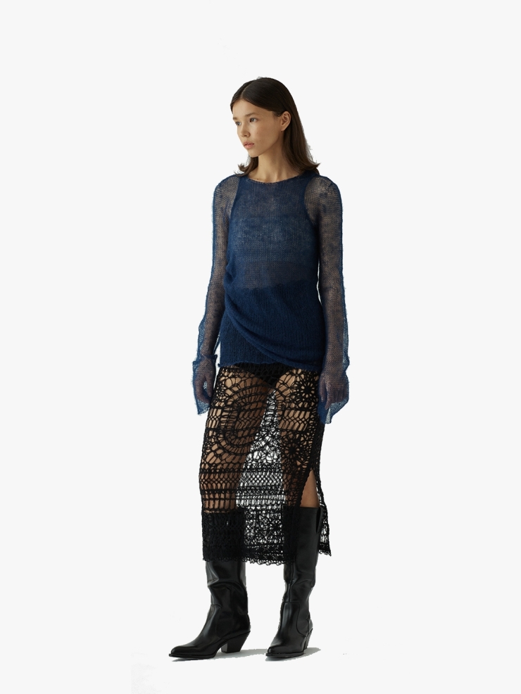 SWAYING 2-Piece Blue Sheer Mohair Sweater