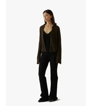 SWAYING Black Striped Eyelet Straight Pants