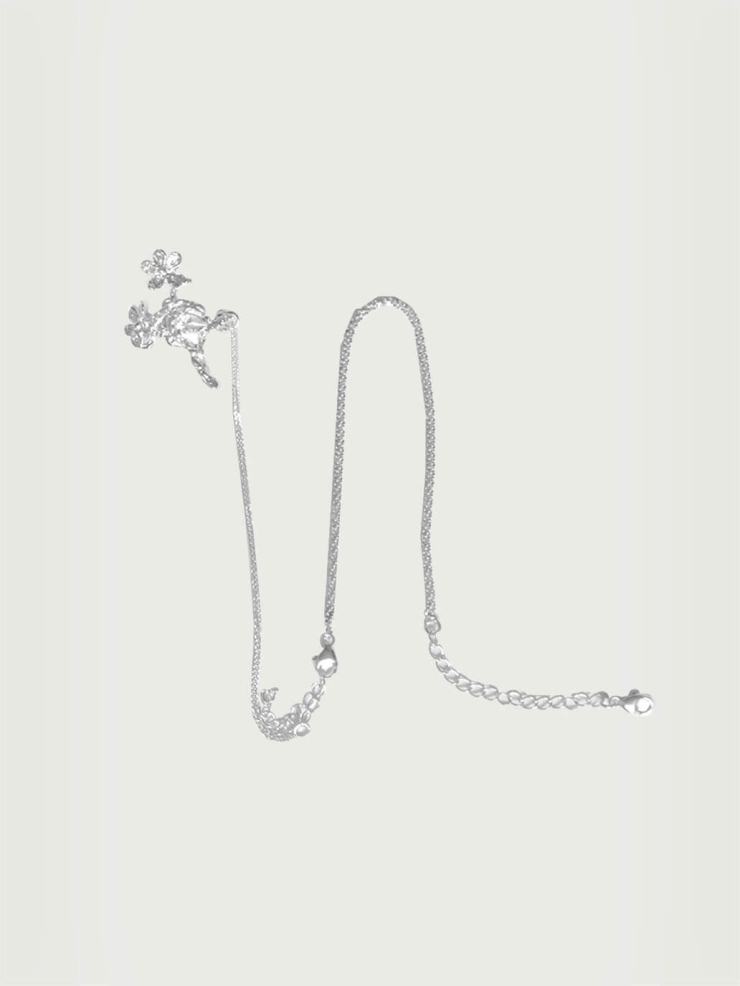 Silver flowering branch ring and bracelet - set