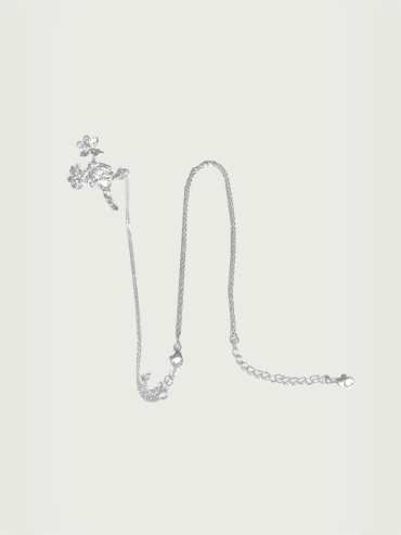 Silver flowering branch ring and bracelet - set