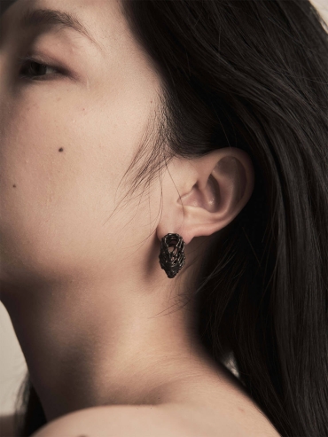 White vessel earring - single