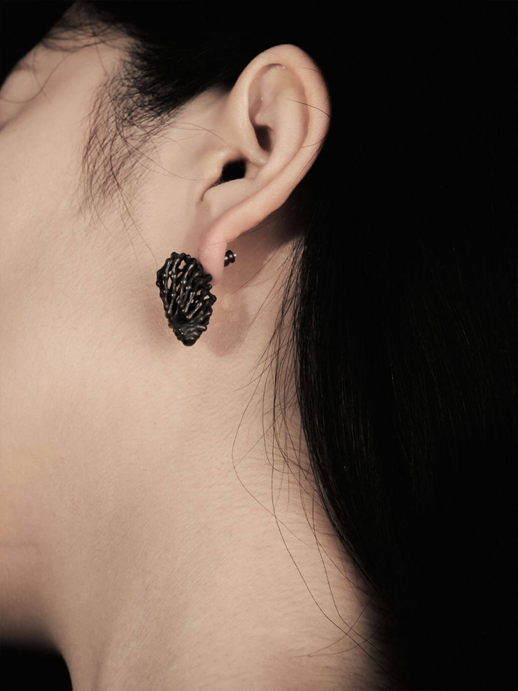 White vessel earring - single