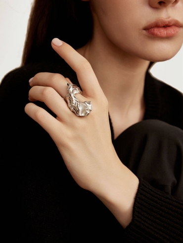 Silver Toss Sleeve Concept Ring