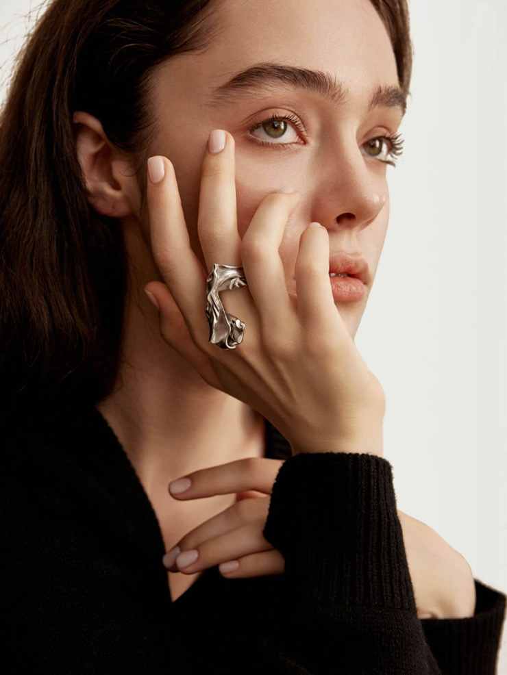 Silver Toss Sleeve Concept Ring