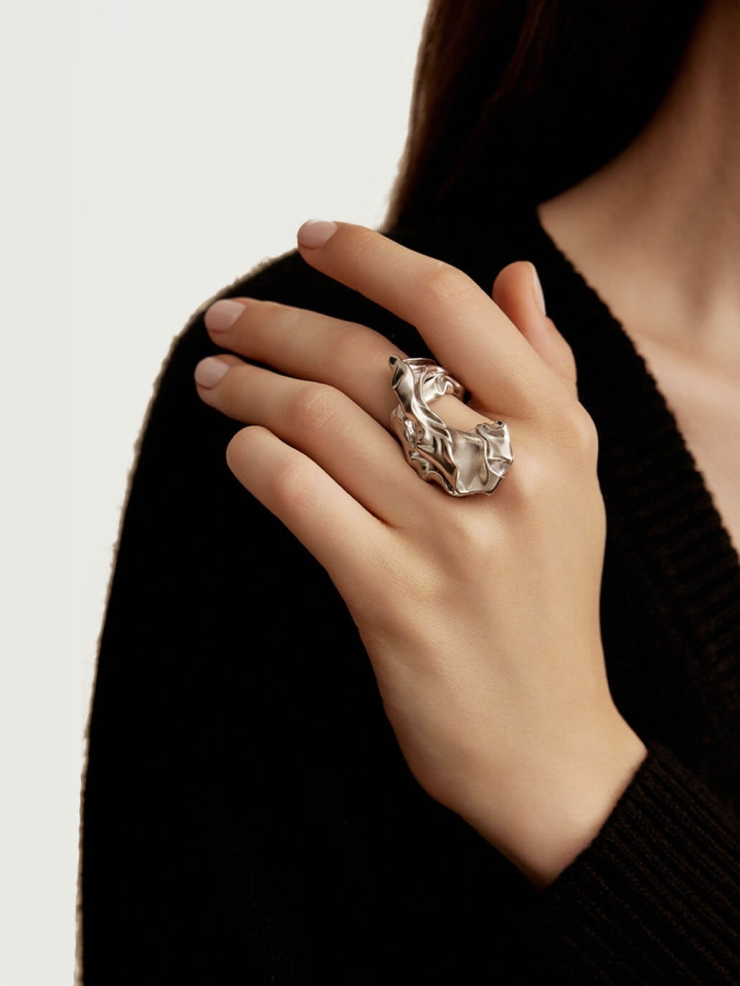 Silver Toss Sleeve Concept Ring