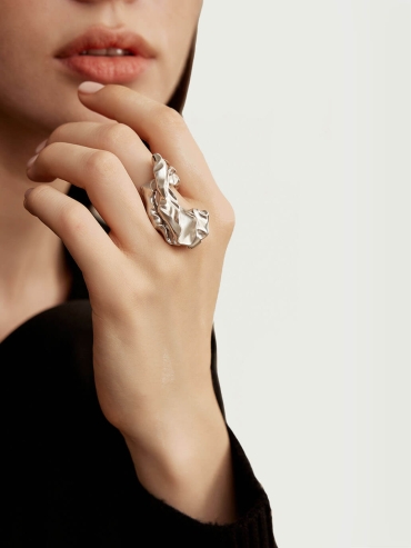 Silver Toss Sleeve Concept Ring