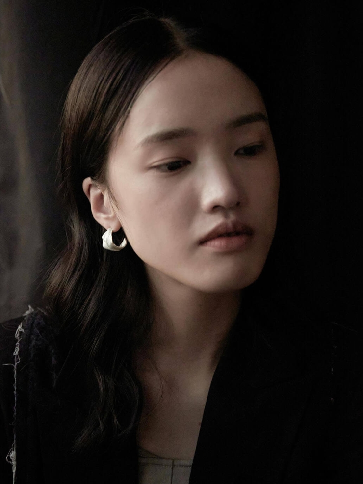 Silver withered leaf earrings