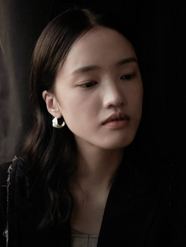 Silver withered leaf earrings