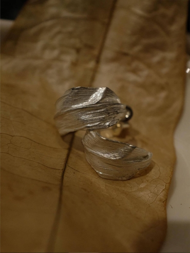 Silver withered leaf earrings