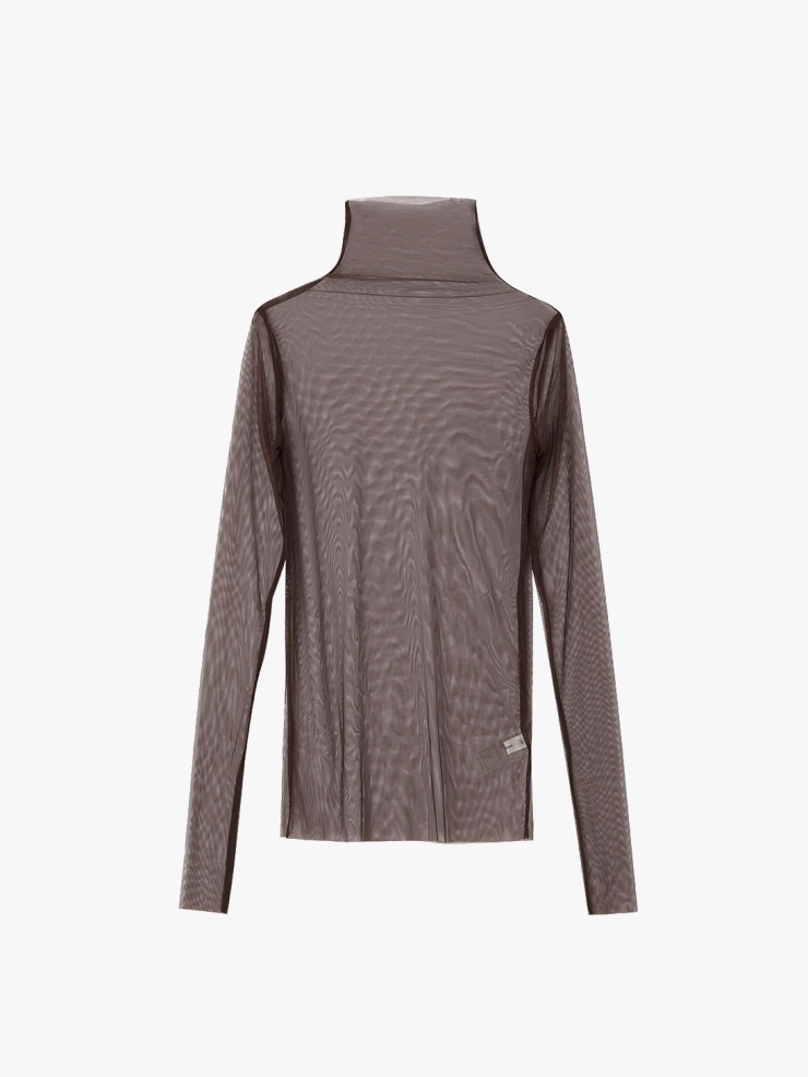 RUOHAN Brown Short Tulle Top