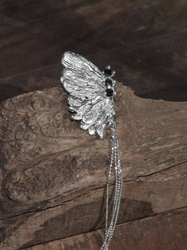 Silver female butterfly earring - single