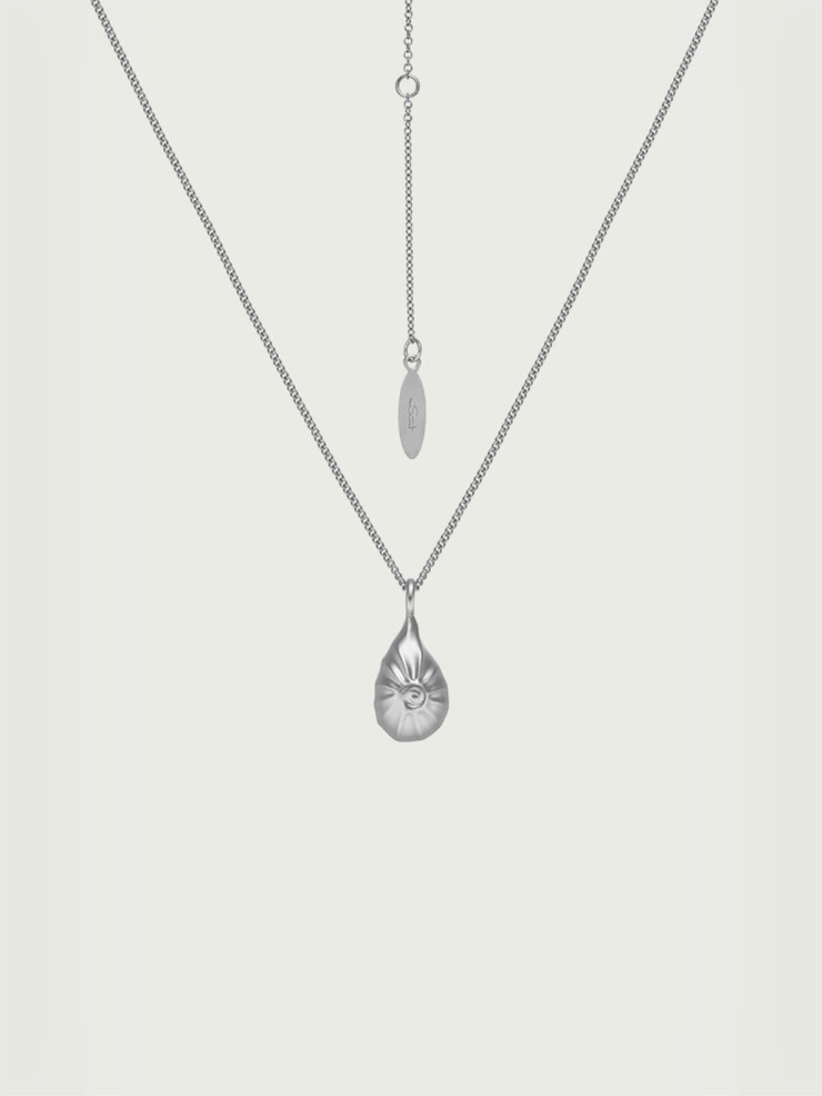 Silver Pleated Shell Necklace