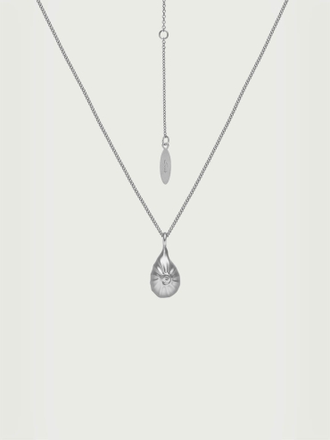 Silver Pleated Shell Necklace