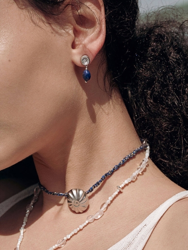 Blue Shell Small Drop Stud Earrings