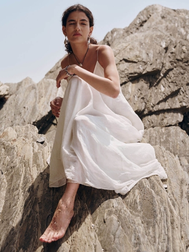 White Pleated Shell Drop Stud Earrings