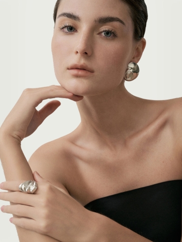 White Abstract Shell Earrings